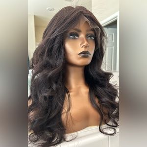 Pre styled 💯% human hair 13x6 natural brown lace frontal 26 inch wig
